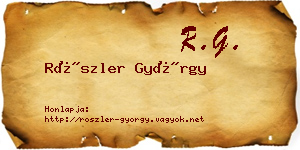 Röszler György névjegykártya